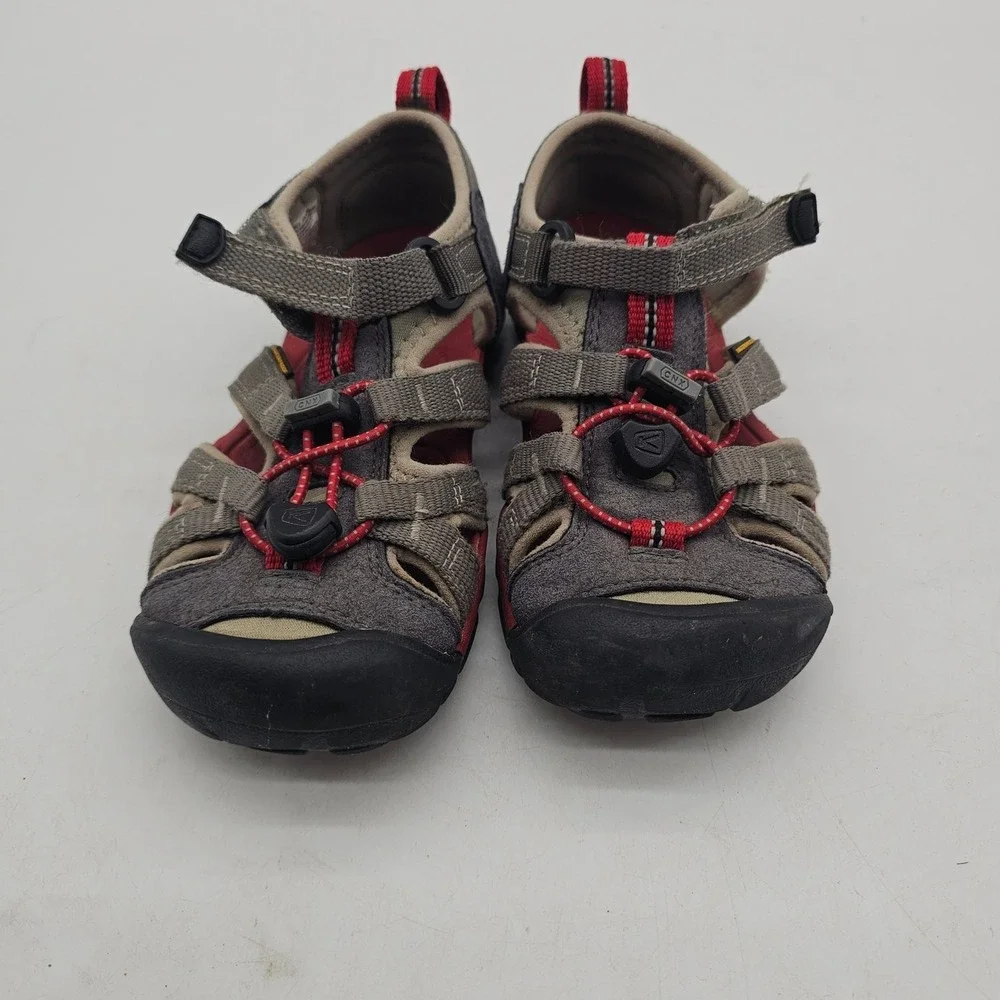 Keen Gray/Red Hiking Closed Toe  Sandal Washable Shoes  US 12 Kids